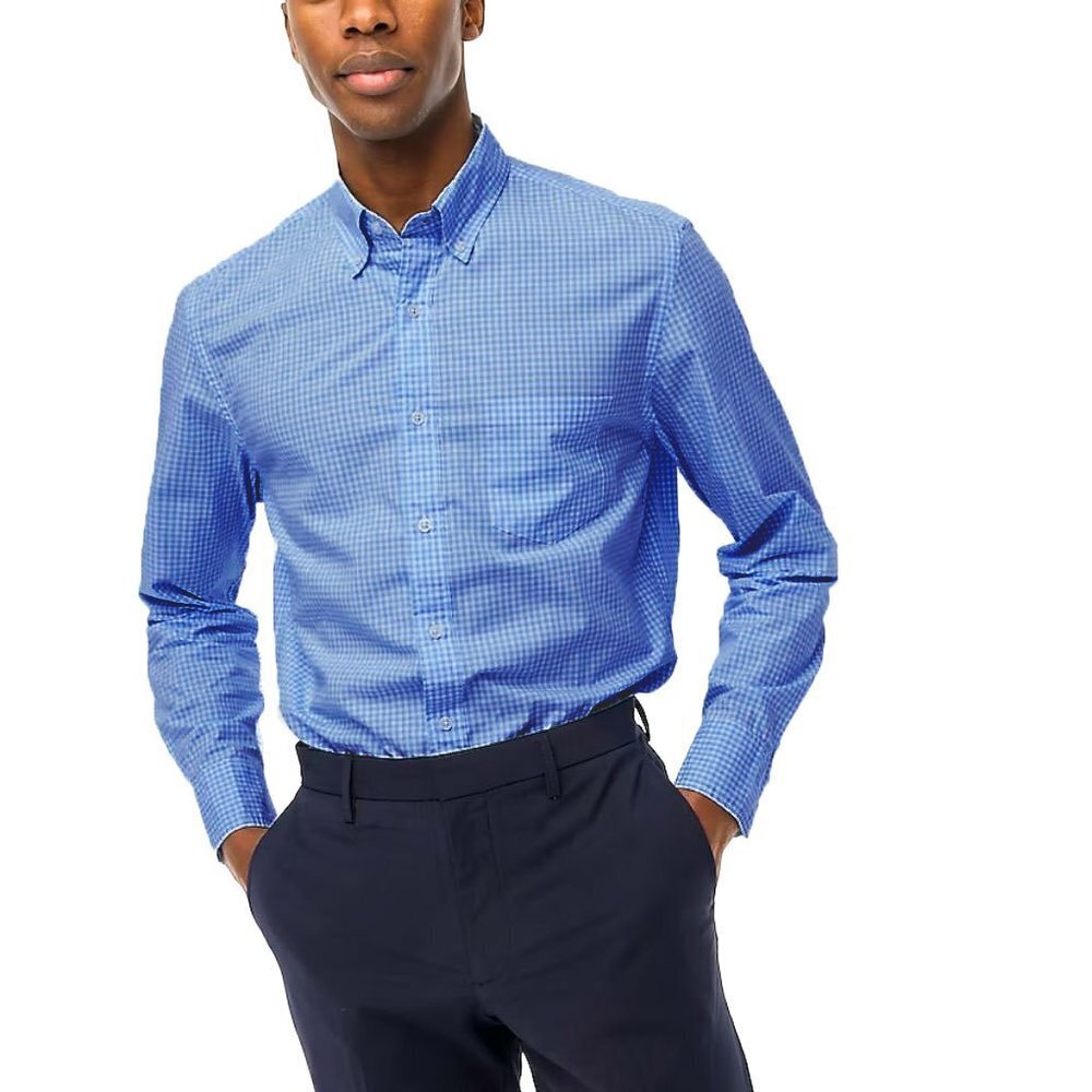 J Crew Men’s Button Down Gingham Shirt Medium Tall
